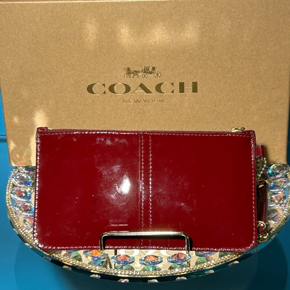 Coach Oxblood Patent Leather Wristlet 7” x 4” GUC - Picture 3 of 3